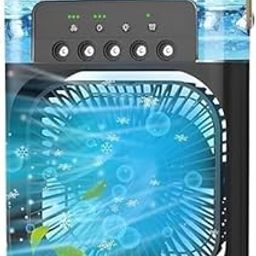 Mini Cooler for Room Cooling AC Portable Mini Fan Artic Cooler with 7 Colors LED Light, 1/2/3 H Timer, 3 Wind Speeds 3 Spray Modes 4 color available (Black)-image-11