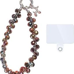 Crystal Phone Wrist Strap Phone Charm Chain Keychain Beaded Cellphone Lanyard with Tether Tab Hands-Free Wristlet Bracelet Wrist Grip Strap for Women-image-26