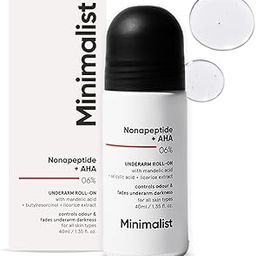 Minimalist Underarm Roll On Deodorant with Nonapeptide + AHA BHA 06% | Controls Odour & Fades Darkness | Fragrance & Aluminium Free | Exfoliating Deo For Women & Men | 40ml-9