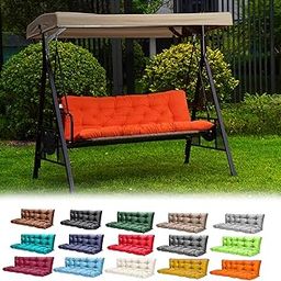 GPQAWER Porch Swing Cushions,Outdoor Cushions 3 Seater Replacement with Backrest, Waterproof Thickened Bench Cushion with Ties for Porch, Patio,Outdoor, Backyard and Garden (Orange 60 * 40 in)-image-42
