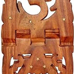 All About Wood Folding Hand-Crafted OM Book Stand/Holder/Rest/Keep for Home/Work Space/Religious Places (Sheesham, Brown, Size: 21 Inches)-20