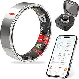 Smart Ring for Fitness & Health Tracking -Pedometer/Sleep/Heart Rate/Blood Oxygen Monitor Etc, 5ATM Waterproof/Long Battery Life & No APP Subscription Compatible with Android and iOS (Silver, 11)-10