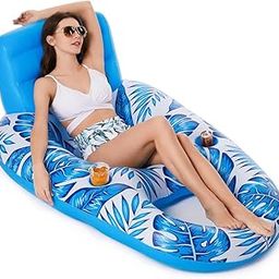 Proberos Inflatable Pool Lounger for Adult, Long Swimming Pool Float Inflatable with Headrest & Cup Holder, Noodle Floaties Rafts Pool Hammock Floats for Sunlight Bathing,white-image-9