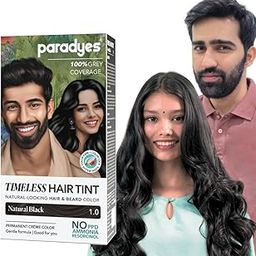 Paradyes Mini Natural Black Timeless Hair Tint, Permanent Crème Hair Color for Hair & Beard, Complete Grey Coverage, Formula Free from PPD, Ammonia, & Resorcinol, 1.0 Natural Black, 60 GRAM-image-94