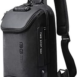 Unisex-Adult Bange Waterproof Anti -Thief Password Zipper Lock Crossbody Bag With Usb Charging Chest Bag Shoulder Bag Sling Bag (Black)-28