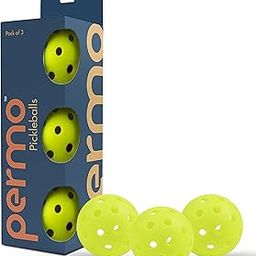 permo PRO 40 Pickleball Balls Pack of 3, 40 Precise Holes Outdoor Ball with High Visibility, High Bounce& True Flight, Durable Pickle Ball for Practice & Tournament,Ideal for All Skill Levels (Green)-23