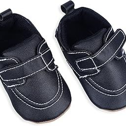 BabyMoo Solid Hookloop Stylish Leather Baby Shoes for Boys and Girls - Black| Age 6-9 Months-image-37