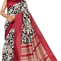 Women's Art Silk Saree Printed Saree with Tassels Unstitched Blouse Material Stylish Saree Casual Wear Saree Traditional Saree Trendy Saree-39