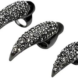 Gothic Punk Rock Style Eagle Claw Rhinestone Finger Tip Nail Ring 5pcs Black | Jewelry & Watches | Fashion Jewelry | Rings-31