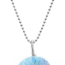 Healing Crystal Pendants Reiki Stone Pendant for Couple Gift | Half Moon, Tree of Life, Star Shape Pendant Neckalce with Chain for Girls Women Men-image-69