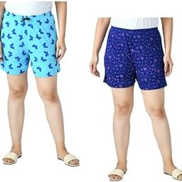 Womens Cotton Printed Shorts Hot Pants (Pack of 2)-picture-42