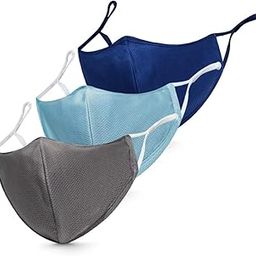 Fashion Mask - Multi Layer Protective Mask with Anti-Microbial Finish. Adjustable Earloops & Nose Clip. Light Weight, Breathable & Skin Friendly. Washable & Reusable Soft Fabric (Set of 3 Pcs)-23