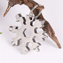 Careflection18-in-1 Snowflake Keychain, bottle opener, Portable Hex Wrench, Multi Hand Tool Flat Screwdriver Kit/Wrench (Silver)-picture-25
