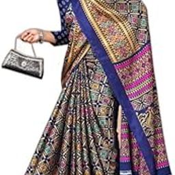 Printed Bollywood Crepe Saree for Women With Unsticted Blouse Peice (Dark Blue) (LV-CR-1449)-image-78