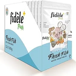 Fidele+ Wet Dog Meal Topper – Fresh Fish with Vegetables, 100g Pouch Pack of 12 | Grain-Free, Natural Enhancer for Kibble, Soft Food for Fussy Pets, No Preservatives-image-44