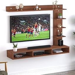 Anikaa Tyson Engineered Wood Wall Mount TV Unit/TV Stand/Wall Set Top Box Stand/TV Cabinet/TV Entertainment Unit (Walnut)(Ideal for Upto 55")(D.I.Y)-image-78