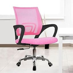 Casa Copenhagen Mesh Mid Back Office/Study/Computer/Revolving/Desk Chair for Work from Home -Metal Base, Height Adjustable Seat - Snow Pink & Black Handle-image-88