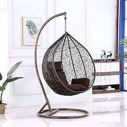 Vridhi Homes Swing Chair with Cushion with Stand, Hanging Seat Outdoor/Indoor (Brown with Brown Cushion)-image-29
