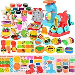 Aprilwolf 3 in 1 Color Playdough Sets for Kids Ages 4-8, Ice Cream Playset Noodle Hamburger Maker Machine, Kitchen Creations Food Toys Toddlers Boys Girls (3 in 1)-13