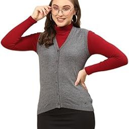 Womens Solid V Neck Sleeveless Modal Nylon Casual Sweater (1232788SL)-image-74