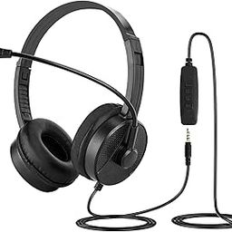 Geekria 3.5mm AUX Wired Computer Headphones with Noise Canceling Microphone USB Headset for Cell Phone Computer Office Home Call Center PC Headset in-Line-12
