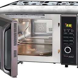 Stylista microwave oven cover compatible for Samsung 32 Liters Convection MC32K7055QT, Dustproof, stainproof, Wipeable cover, Petals Pattern Grey-image-88