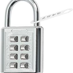 Global1Pcs Combination Padlock 35x56mm 8 Digit Combination for Gym Sports School & Employee Locker Outdoor Fence Hasp and Storage Silver Tone-image-80