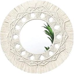 Lachicraft | Macrame Round Mirror for Bedroom Decor Handmade Boho Wall Hanging Aaina for Make Up Dressing and Living Room Party Home Decoration, 17 X 17 Inches, 1 Piece,Style-45-image-104