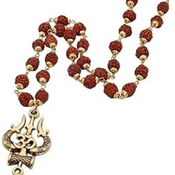 Omniira Mahakal Locket with Rudraksha Mala, Trishul Damru Pendant, Spiritual Shiva mala-image-69