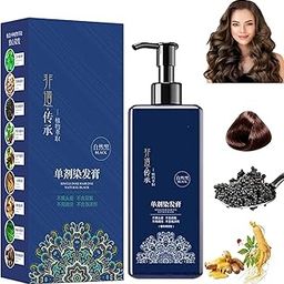 Natural Black Hair Dye Shampoo - Herbal Hair Color with Ginseng & Ginger - 3-in-1 Color, Cleanse & Condition - Ammonia-Free Hair Dye for Men & Women - 200 ml-image-51