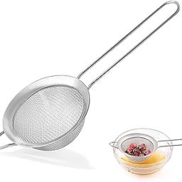 Fine Mesh Strainers for Kitchen, COKUMA Stainless Steel Metal Hand Small Mini Sieve Strainer, Cocktail Strainer Tea Coffee Juice Strainer，Food Strainer with Handlle (3.35inch, Silver)-image-37