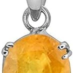 11.25 Ratti Natural Yellow Sapphire Pendant/Locket Pukhraj Stone Original AAA+ Quality Gemstone Silver Plated Pendant for Men and Women-image-68