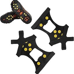 Snow Ice Climbing Shoe Spikes, Wear Resistant 10 Studs Crampons Winter Climbing Shoes Cover for Women for Mountaineering Skiing for Ice Fishing for Men(10 Tooth crampons Non-Slip Shoe Cover [L Size])-image-74