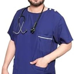 Scrub Suit | 5 Pockets Scrub Suits |Navy Blue Color | Shoulder Open Pattern | V Neck | Unisex | Top & Bottom | Durable | Comfortable | Professional Wear-image-36