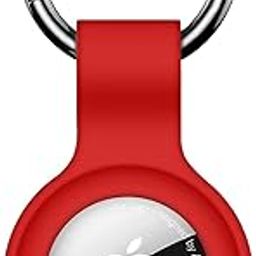 Linsaner Compatible with AirTag Case Keychain Air Tag Holder Silicone AirTags Key Ring Cases Tags Chain for Apple AirTag GPS Item Finders Accessories，Red-14