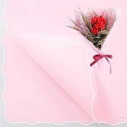 Zarwani 10 Sheets Frosted Flower Wrapping Paper With Wavy Lines,Gift Wrapping Paper Sheet |Korean Bouquet Wrapping|Sheets, Arts & Crafts And Diy To Wrap Christmas Gifts(10 Sheet) (L Pink), 1 count-25