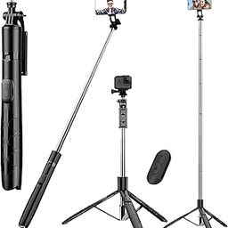WeCool 62inc / 144cm Long Sefie Stick with Tripod Stand, Large Reinforced Tripod Base, Selfie Stick for Mobile Phone with 6 Section Telescopic Adjustment & 1/4" Screw Compatible with all Phone & Gopro-picture-11