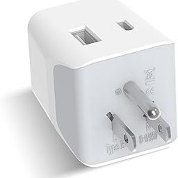 Ceptics Travel Adapter India to USA Converter Plug - 3 in 1 for Canada & More - Type B - 1 USB, 1 USB-C - CE Certified - RoHS Compliant - White - 1 Pack-15