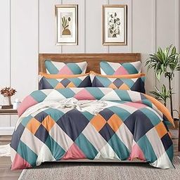 Quilt Cover Double Bed with Zipper Blanket Cover/rajai Cover/dohar/Duvet Cover King Size (Glace Cotton) (Multicolor)-image-11