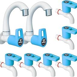 NILSONS 2 Sink Cock Taps + 6 Bib Cock Taps Combo Pack | | Prime Series Blue Plastic Water Tap Set for Kitchen, Bathroom, Garden | Heavy Duty, Leak-Proof, Easy Installation, Multipurpose Faucet-image-27