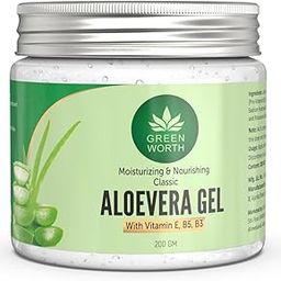 GREEN WORTH Pure Aloe Vera Gel for face, skin and hair | with Vit B3, E and Pro-Vit B5 | 200 gms-image-53