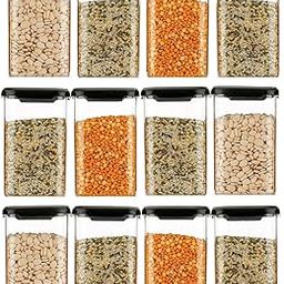 TRENDORA Air-Tight BPA-Free Plastic Storage Container Set, Kitchen Organizer for Pantry & Kitchen Storage, Multi-Purpose Food Storage Jars, Unbreakable Design (12 Pack-1100ML)-2