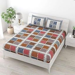 100% Cotton 150 TC Floral Design Printed Single Bedsheet with Pillow Covers 150ME6917-image-97