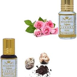 Menjewell Kasturi and Rose Attar/Ittar Perfume for Men and Women | Unisex | Non alcoholic | Long Lasting Luxury Scent | Roll-On Attar Perfume 3ml (Pack Of 2)-image-18