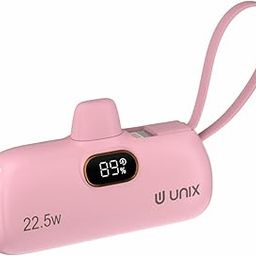 UNIX UX-1538 Slim 5000mAh Power Bank | 22.5W Fast Charging | Built-in Lightning & Type-C Cables | Digital Display | Ultra-Compact Mini Capsule Design | BIS Certified (Pink)-15