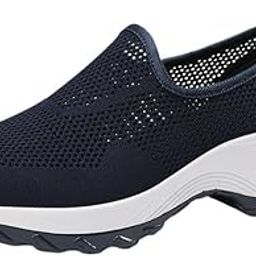 Women's Slip-On Mesh Shoes Soft Sole Woven Heels Thick Lightweight Footwear-image-49