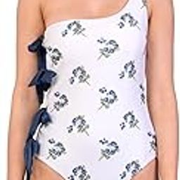 Bow Side Blueberry Print One Shoulder Monokini-image-60