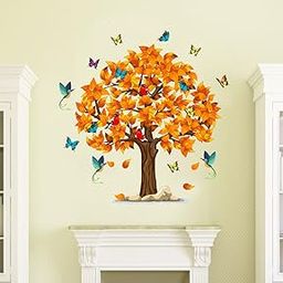 Merical Orange Tree| Size 71 X 71Cms | Wall Stickers for Home, Hall, Bedroom, Kitchen and Living Room-93