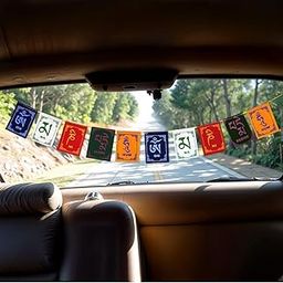 Party Propz Tibetan Flag For Bike - Set of 1 Pc (4 ft) Tibetan Flag For Car | Om Mani Padme Hum Flags | Ladakh Flags For Car | Buddhist Prayer flag | Multicolor (Cardstock)-31