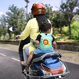 MOMITTLE Kids Safety Belt For Two Wheeler With Reflective Strips, Portable Car Seat Safety Belt For Kids, Kids Belt For Bike Ride Harness, Adjustable Safety Harness For Boys Girls,Green-picture-17